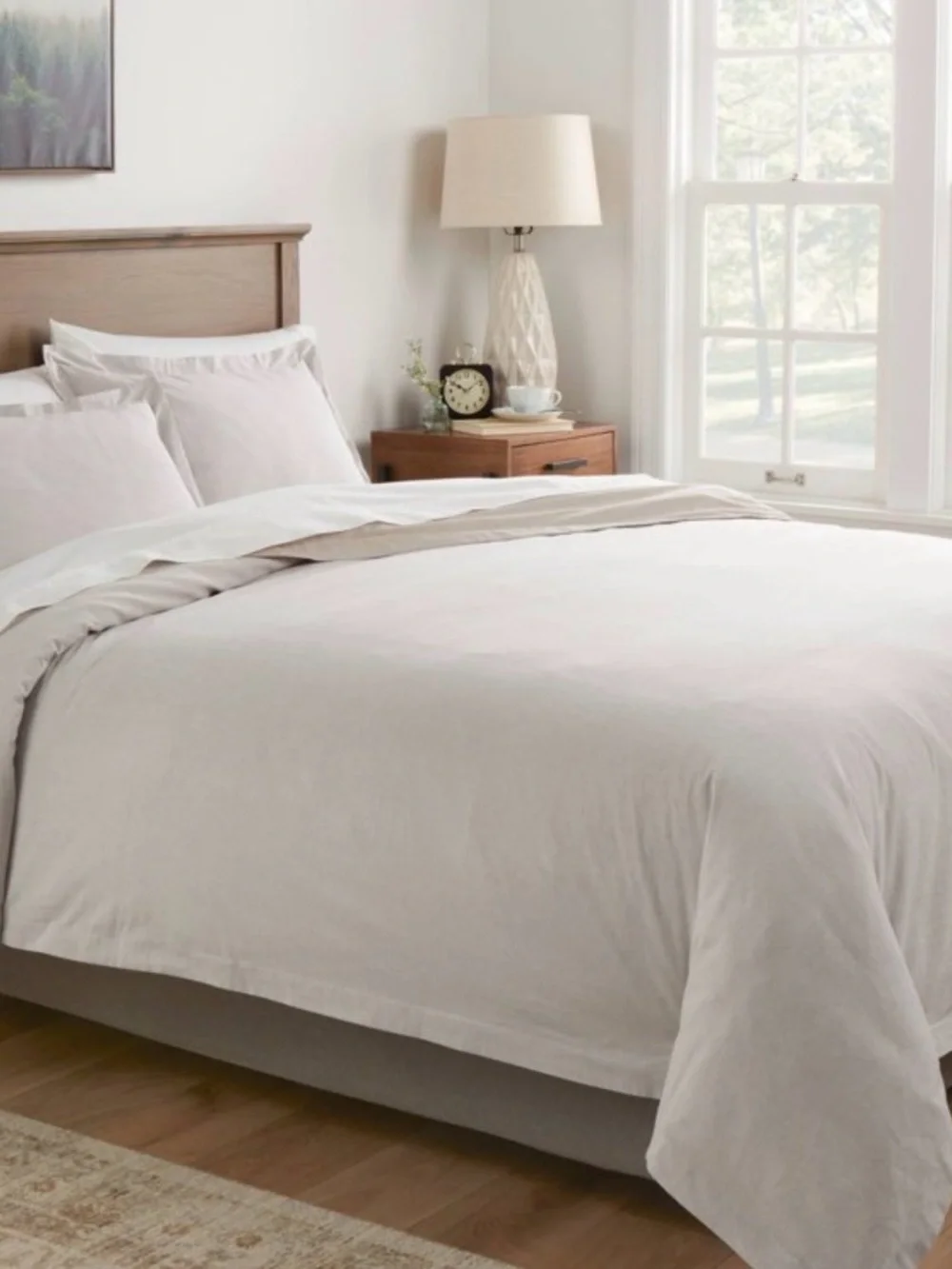 New Threshold Cotton Linen Chambray Duvet Cover Set Light Gray Full/Queen